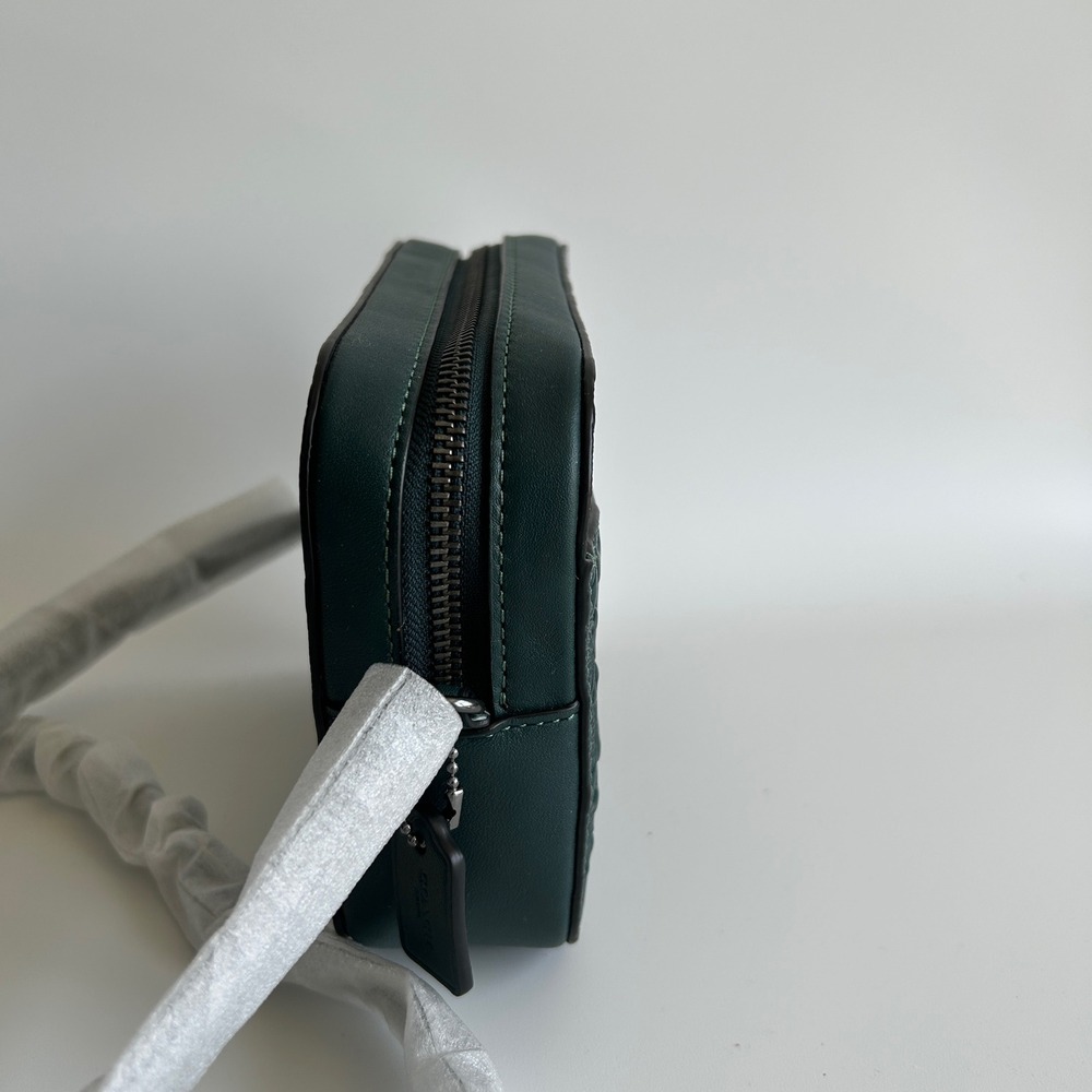 Coach Mini Jamie Forest Green Signature Debossed Leather Camera Bag NEW - Picture 4 of 11